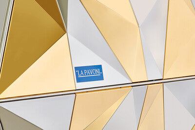 La Pavoni Diamante Gold Espresso Machine - close up view