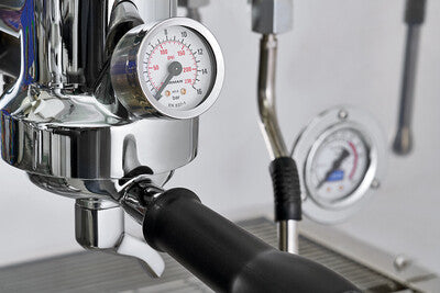 La Pavoni Diamante Gold Espresso Machine close up view of parts